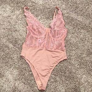 Akira Blush Colored Teddy/Bodysuit Size M